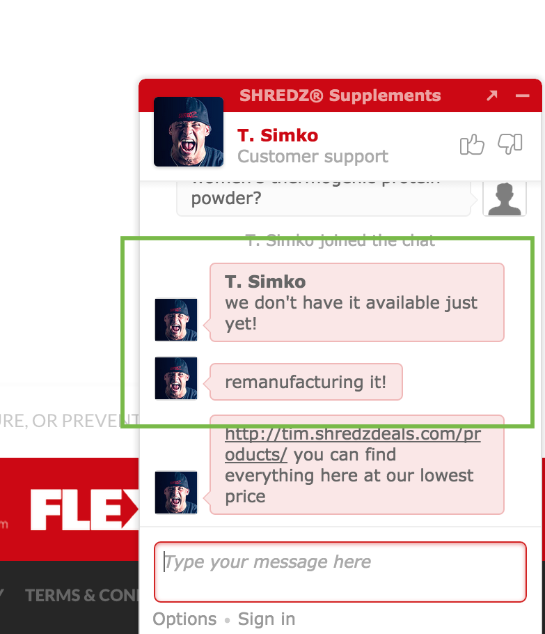 Me Chatting with the Super Helpful Shredz Team